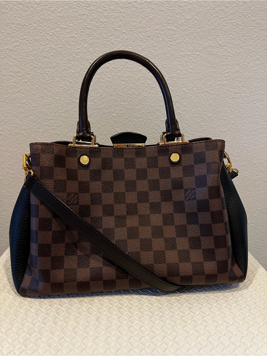 Louis Vuitton Handbags - Louis Vuitton Brown Checkered Satchel with Black Trim and Gold Hardware